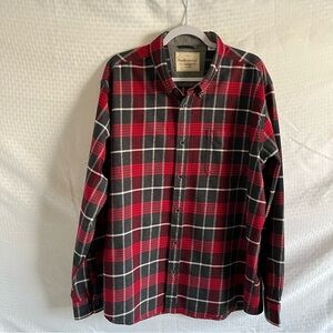Original Weatherproof Vintage Button Down Black Red Plaid Long Sleeve Shirt XXL